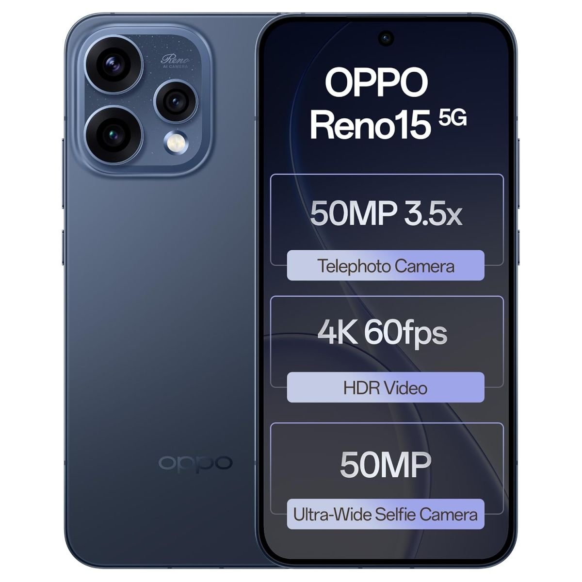 OPPO Reno 15 5G (8GB RAM, 256GB Storage, Twilight Blue)