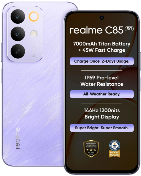 realme C85 5G (Parrot Purple, 128.0 GB) (4 GB RAM)
