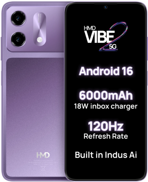 HMD Vibe2 5G (Cosmic Lavender, 128 GB) (4 GB RAM)