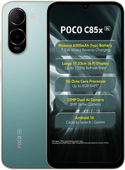 POCO C85x 5G (Emerald Green, 64 GB) (4 GB RAM)