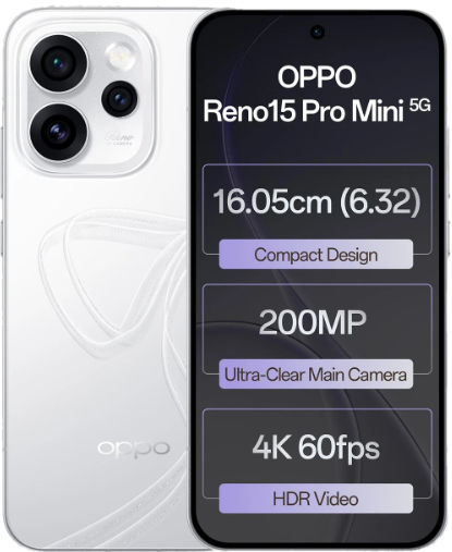 OPPO Reno15 Pro Mini 5G (Glacier White, 512 GB) (12 GB RAM)